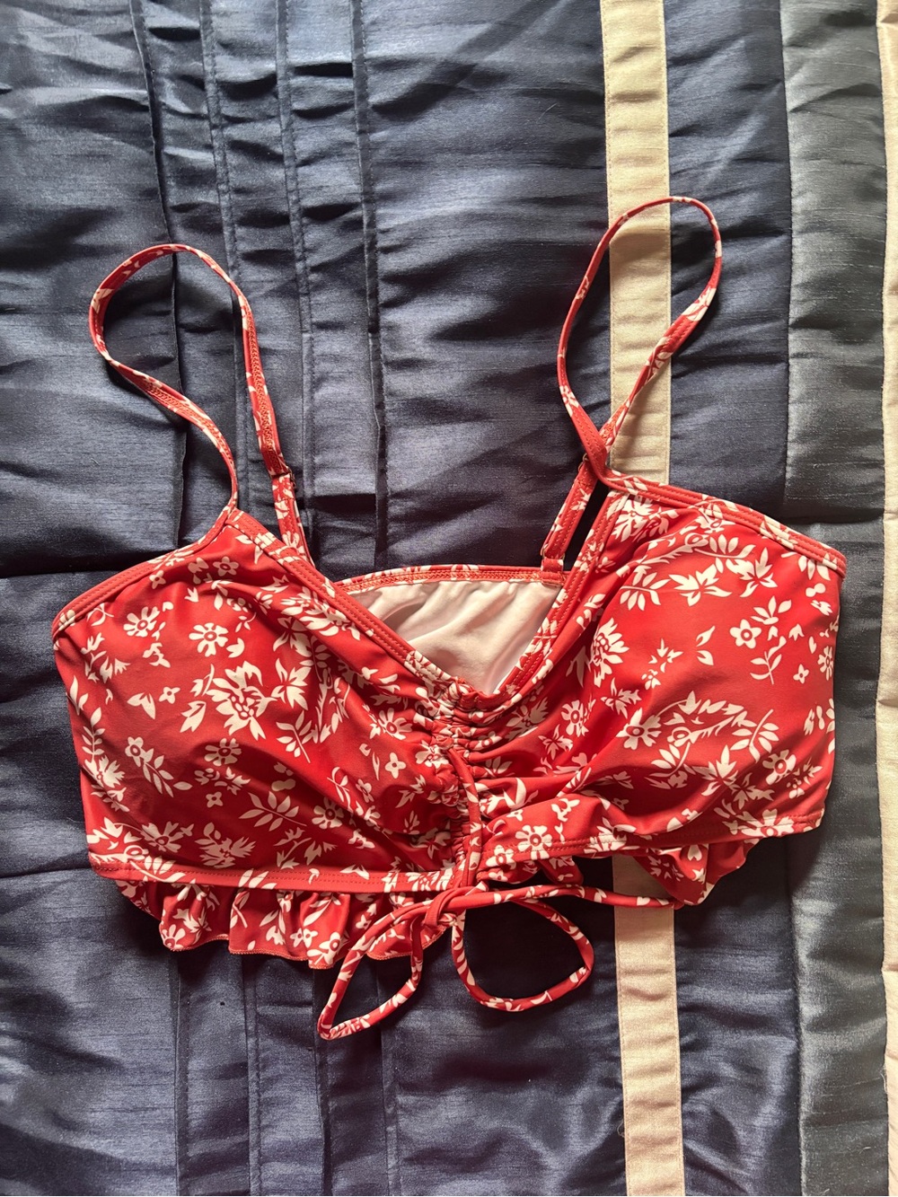Red floral bikini top
